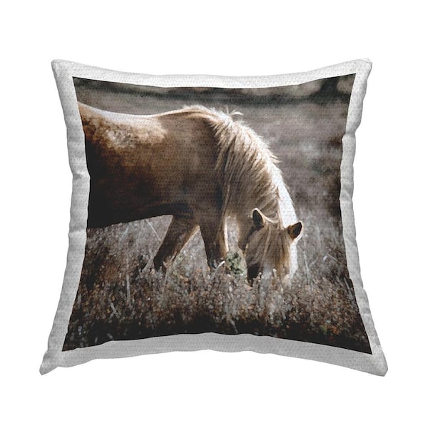 Stupell Industries Horse Grazing in Pasture Brown Square Outdoor Throw Pillow