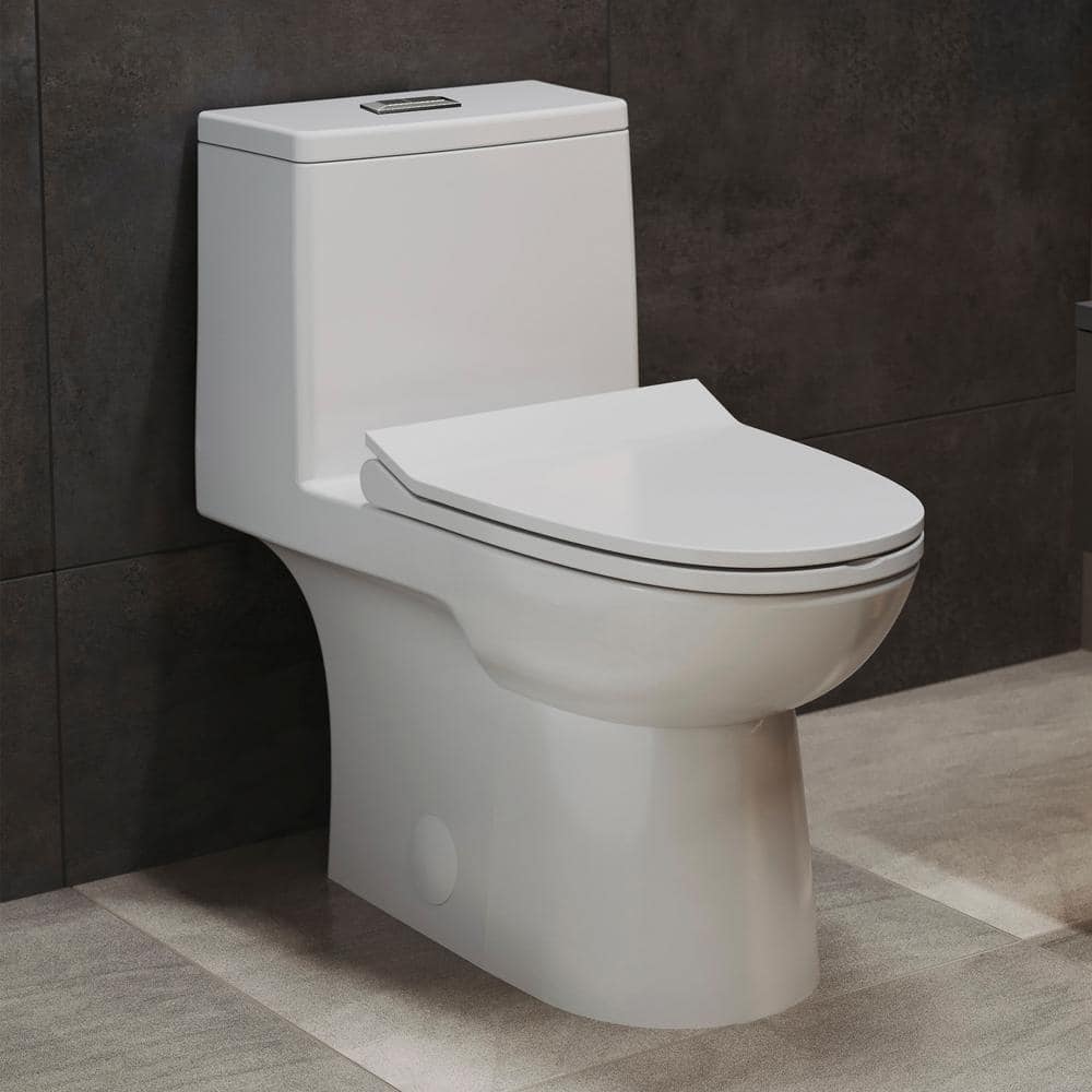 Daxton White Elongated Dual-Flush One-Piece Toilet