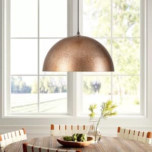 Hazel 15 in. 1-Light Antique Gold-Silver Oversized Dome Pendant Light