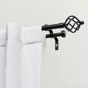 Torch 36 in. - 72 in. Adjustable Length 1 in. Double Curtain Rod Kit in Matte Black with Finial