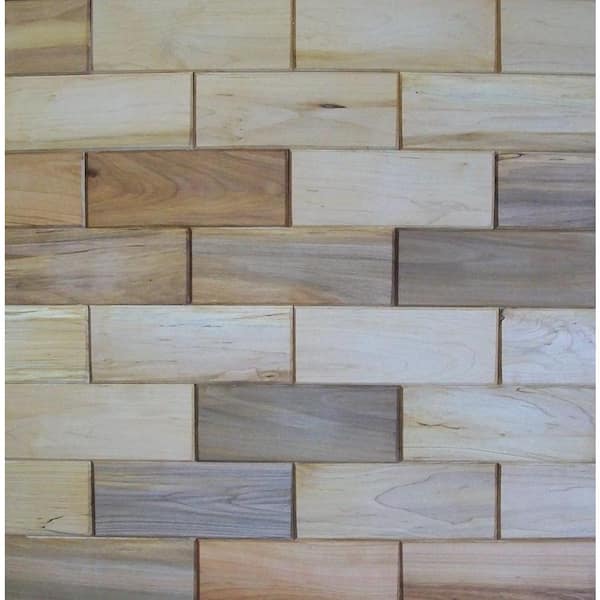 Rustix Woodbrix 3 in. x 8 in. Prefinished Maple Wooden Wall Tile