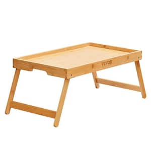 Bed Tray Table 24 in. W x 9 in. H x 11 in. D Bamboo Breakfast Tray Portable Food Snack Platter