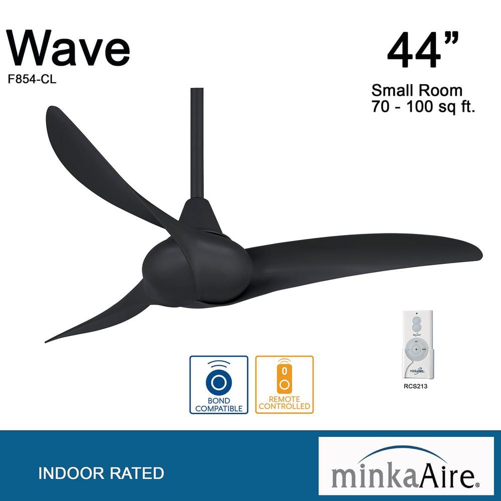 Coal Black 44-Inch Modern Ceiling Fan with Remote Control