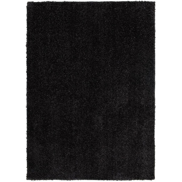 10 ft. x 15 ft. Black Geneva Shag Solid Area Rug