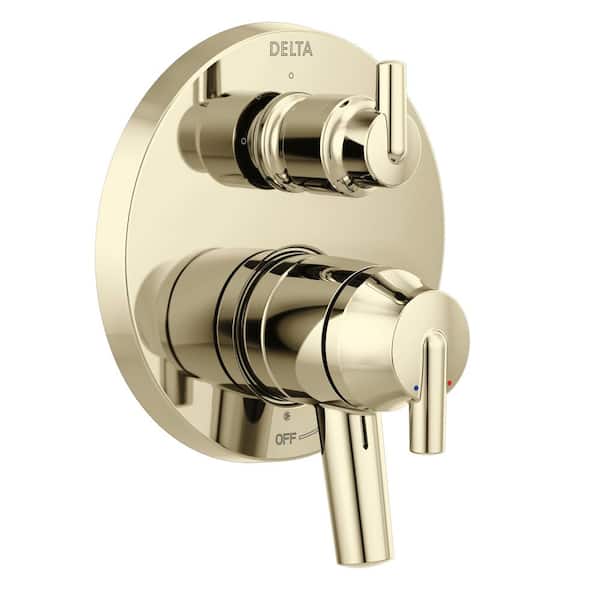 Trinsic 2-Handle Wall Mount Valve Trim Kit in Polished Nickel with 3-Setting Integrated Diverter (Valve Not Included)
