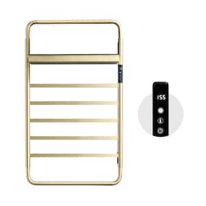 5-Bar Screw-In Plug-In and Hardwire Towel Warmer in Brushed Gold with Carbon Fiber Heating Technology with Shelves