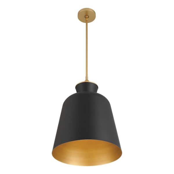 Minka Lavery Holloway 100-Watt 1-Light Dark Matte Black and Legacy