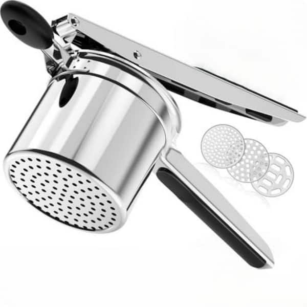 Stainless Steel Potato Ricer with 3 Interchangeable Discs for Fluffy Mashed Potatoes, Spaetzle, and Gnocchi