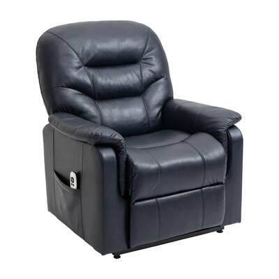 Blue Faux Leather Modern Power Lift Recliner 3-Position Recliner Chair with Side Pocket and Remote Control For Elderly