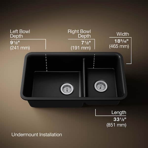 KOHLER Cairn Undermount Neoroc Granite Composite 33.5 in. Bowl