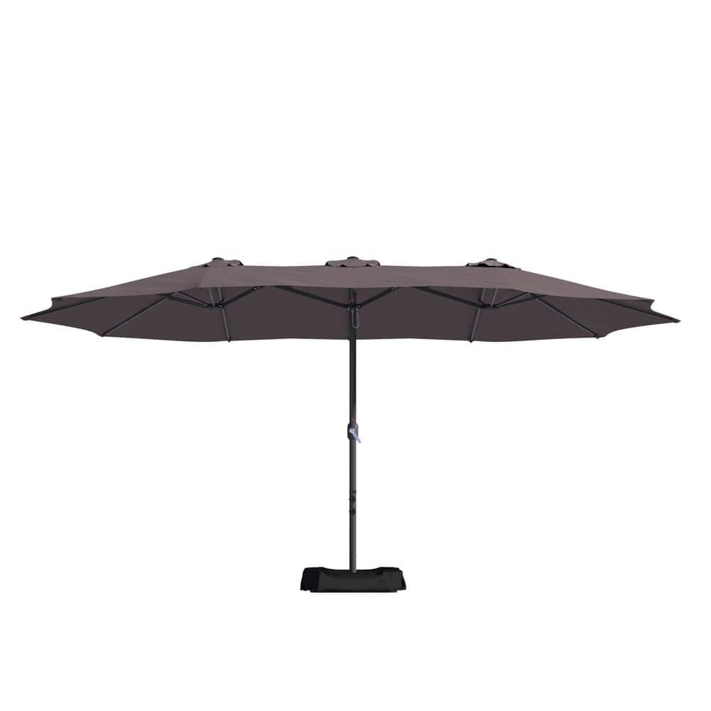 Nu Terminal Drink water Boyel Living 15 ft. Extra-Large Outdoor Market Double-Sided Fade Resistant  and UV Resistant Patio Umbrella with Base in Brown BLC-M011-NY - The Home  Depot