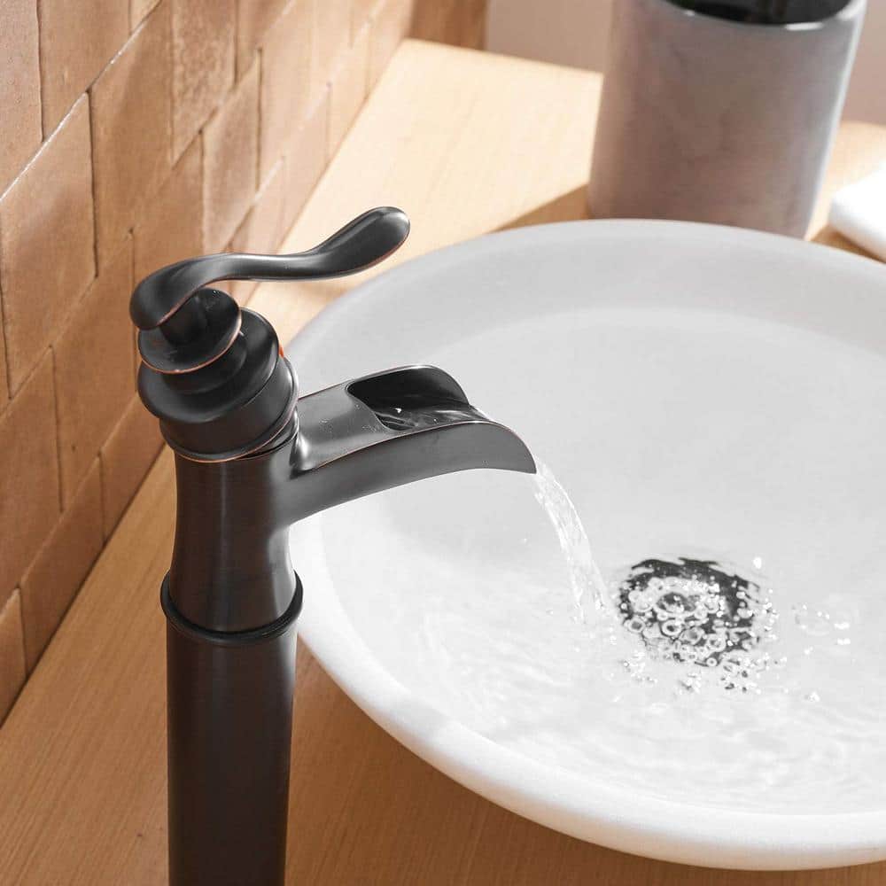 Oil Rubbed Bronze Single Handle Waterfall Vessel Faucet