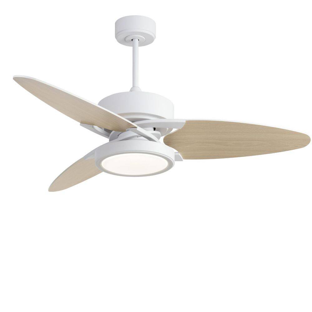 52 in. Smart Indoor White Ceiling Fan with Dimmable Light with Remote Control price history on PriceWatchPro