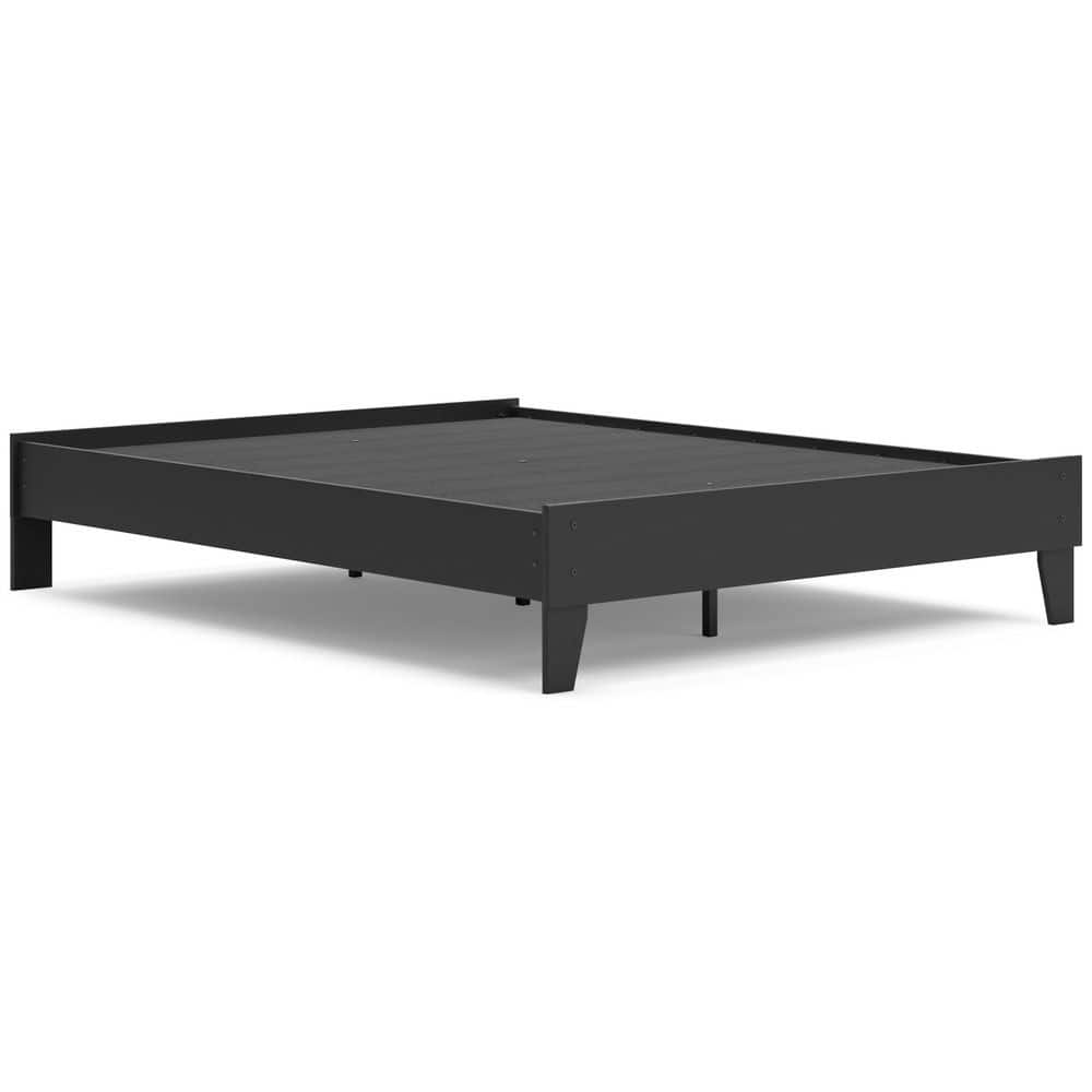 Matte Black Queen Platform Bed with Storage Drawers