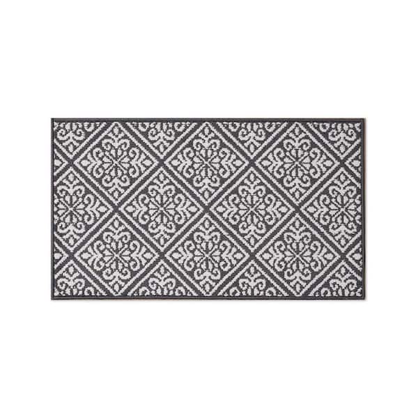 Laura Ashley Gray 3 ft. x 5 ft. Medallion Turkish Chenille Area