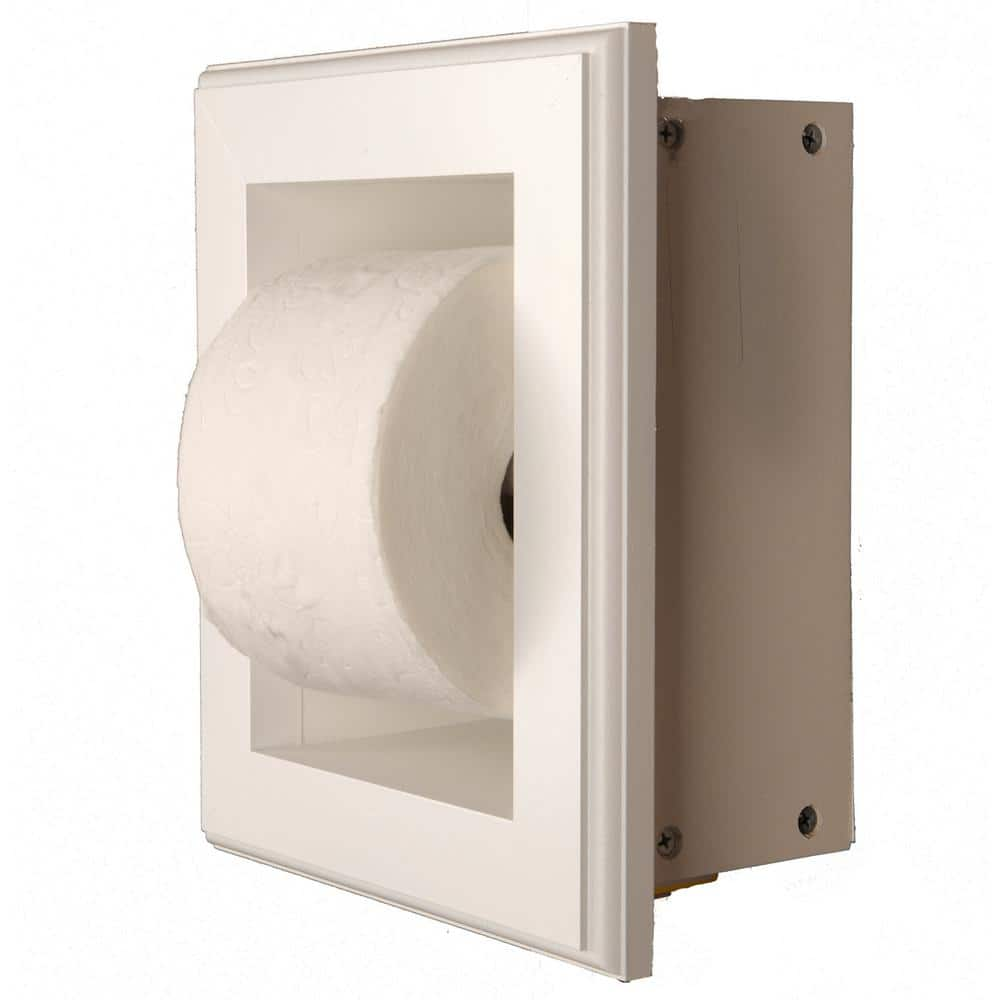 Newton Recessed Toilet Paper Holder 16 Holder In White In Niche Frame   White Toilet Paper Holders Tp 16 White 64 1000 