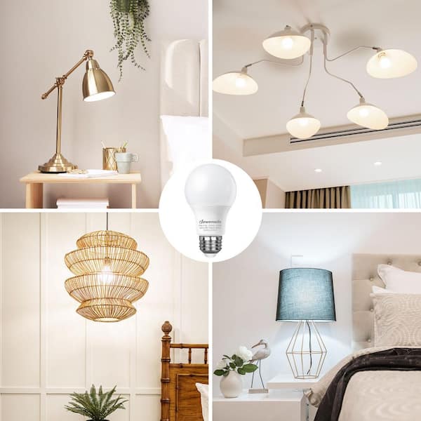 Evelor 6-Pack A19 LED Light Bulbs – 60W Equivalent Soft White 2700K, 800 Lumens, Non-Dimmable E26 Base, 15000 Hours