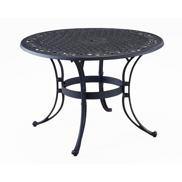 HOMESTYLES Biscayne 48 in. Black Round Patio Dining Table