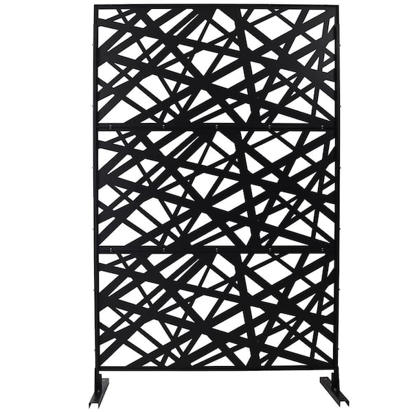 Sudzendf Outdoor and Indoor Freestanding Decorative Privacy Screen Metal Privacy Screen, Fence Panels in Black