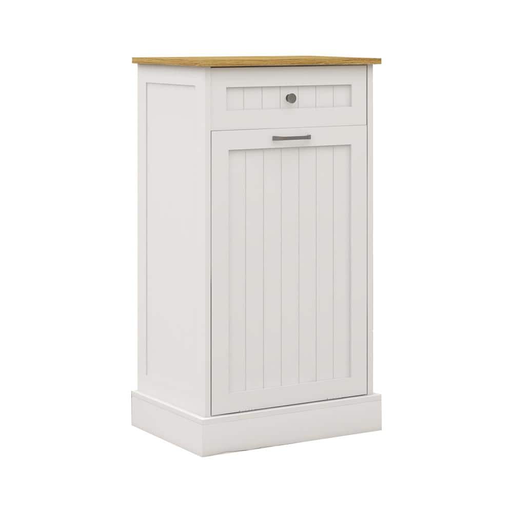 13.78 in. D x 19.69 in. W x 35.43 in. H Tilt-Out Kitchen Trash Cabinet with