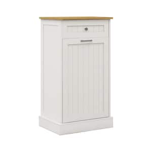 13.78 in. D ×19.69 in. W × 35.43 in. H Tilt-Out Kitchen Trash Cabinet with Drawer, Ready to Assemble, White
