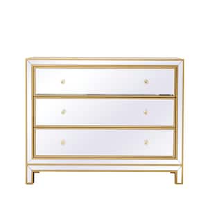 Timeless Home 3-Drawer in Antique Gold Cabinet 32 in. H x 40 in. W x 40 in. D