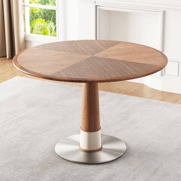⭐Jing⭐ INOUT NEW Standard Table THE RIGHT PATH Wood 47.24 in. Pedestal Dining Table Seats 6
