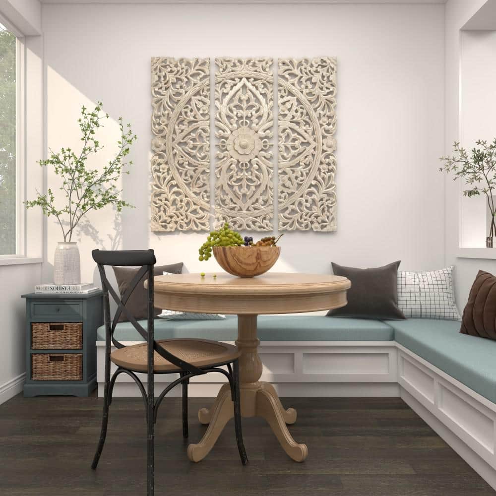 Teal Solid Wood Rectangular Side Table with Seagrass Baskets and Drawer