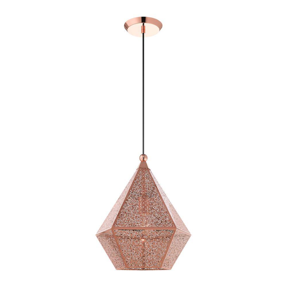 Rose Gold Filigree Metal Globe Pendant Light