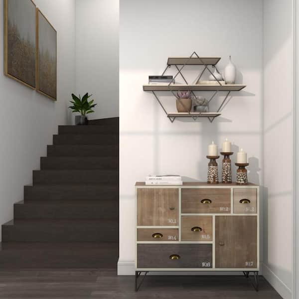 Gold Arched 2-Shelves Metal Wall Shelf (Set of 2)