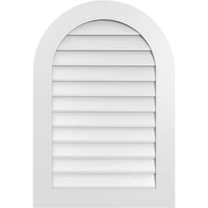 26 in. x 38 in. Round Top White PVC Paintable Gable Louver Vent Non-Functional