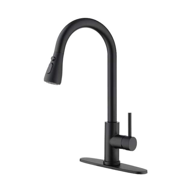Unbranded Single Handle High Arc Pull Down Sprayer Kitchen Faucet with in Matt Black