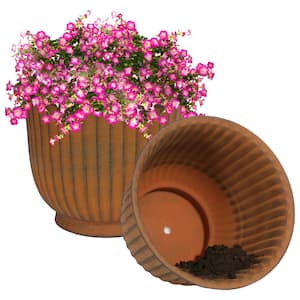 Carlotta Metal Outdoor Planter - Matte Brown Finish - (Set of 2)