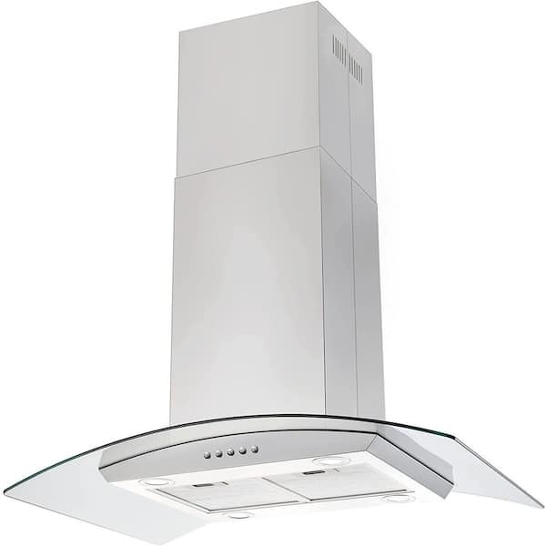 36 in. Stainless Steel Island Mount Range Hood 900CFM Tempered Glass w/LED Lights