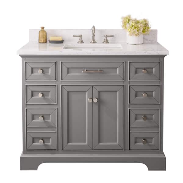 SUDIO Thompson 42 in. W x 22 in. D Bath Vanity in Gray with Engineered  Stone Vanity Top in Carrara White with White Sink Thompson-42G - The Home  Depot