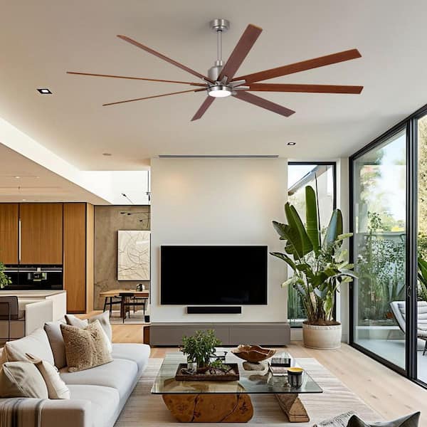 SNJ Charm 84 in. Indoor Solid Wood Blades Brush Nickel Ceiling