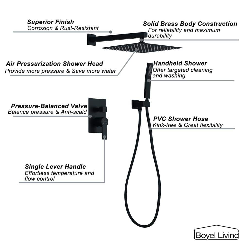Matte Black Dual Shower Head with Handheld and Rain Spray