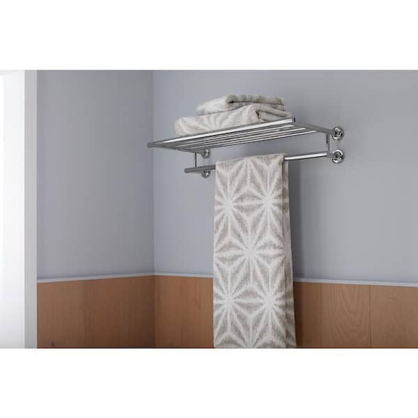 Parallel 24 in. Wall Mounted Hotelier Guest Towel Holder in Vibrant Brushed Moderne Brass