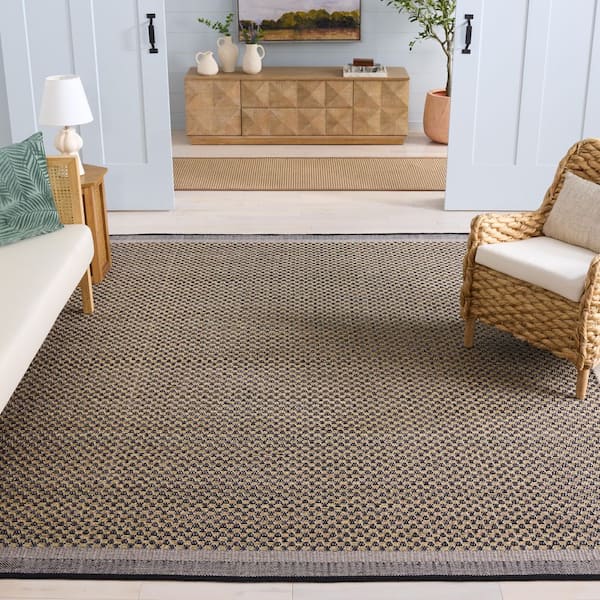 Natural Fiber 6 ft. x 9 ft. Natural/Black Woven Glam Area Rug
