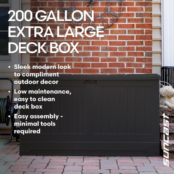 Suncast 200 Gal. Plastic Deck Box BMDB200BK - The Home Depot
