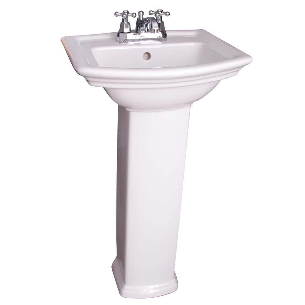 Washington White Ceramic Rectangular Pedestal Bathroom Sink