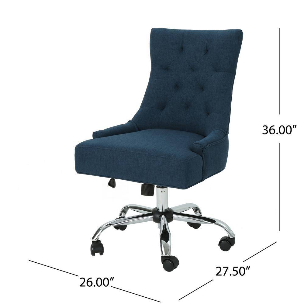 Navy Blue Fabric Swivel Armless Office Chair