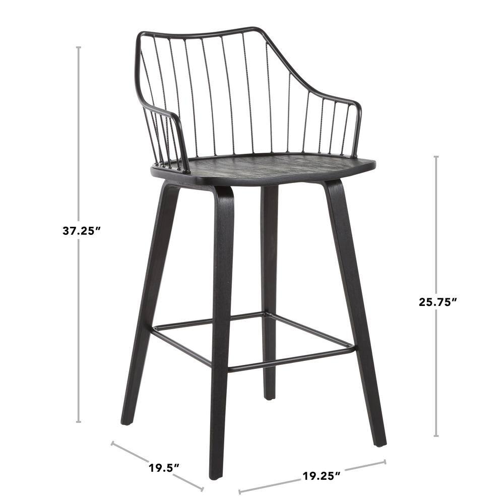 Winston Black Wood and Metal Swivel Counter Stool
