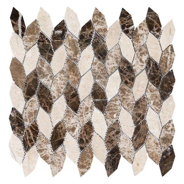 ANDOVA Channing Montage Elongated Hex Brown/Tan 12 in. x 12 in. Natural Stone Mosaic Wall and Floor Tile (5.3 sq. ft./Case)