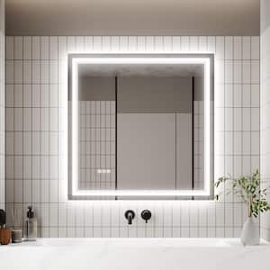 36 in. W x 36 in. H LED Rectangular Frameless Anti-Fog Wall-Mounted Bathroom Vanity Mirror in White