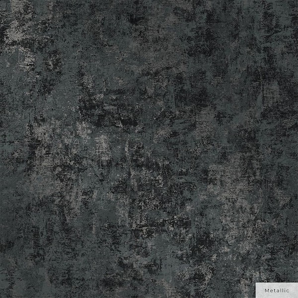 Tempaper Metallic Gunmetal Distressed Gold Leaf Vinyl Peel and Stick Wallpaper Roll (Covers 56 sq. ft.)