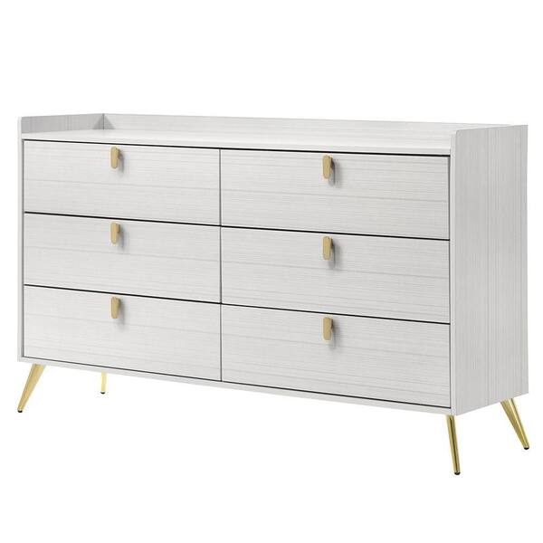 Acme Furniture Zeena 6-Drawers White Dresser 35 in. H x 16 in. W x