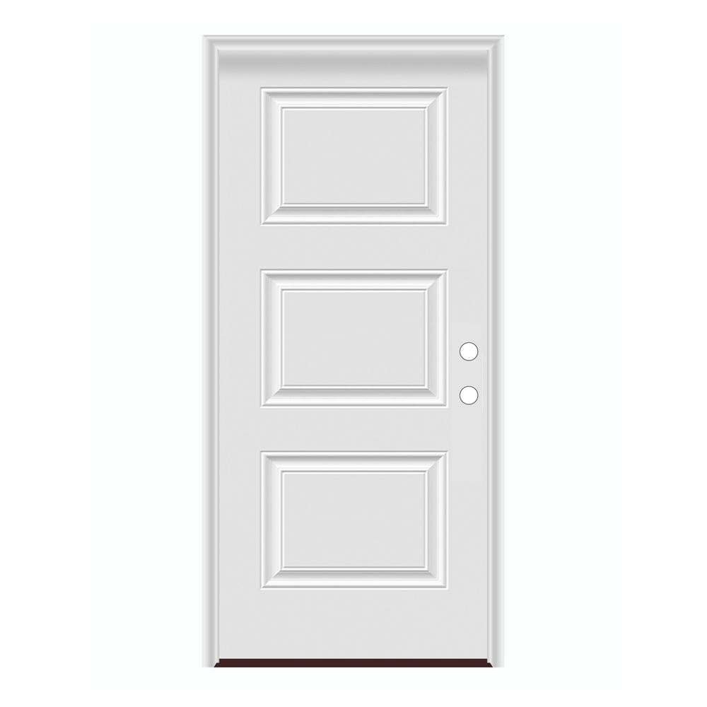 32 in. x 80 in. Left-Hand/Inswing 3 Equal Panel Primed Steel Prehung Front Door w/PVC Frame price history on PriceWatchPro