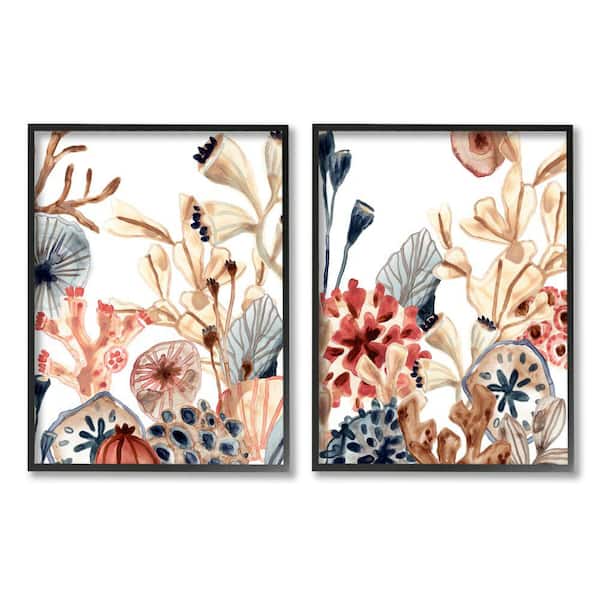 Stupell Industries "Tropical Ocean Floor Plant Abstract Coral" by June Erica Vess 2-Piece Frame Print Nature Texturized Art 24 in. x 30 in.