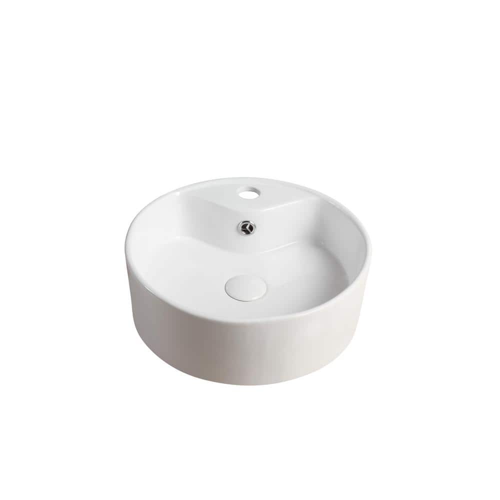 Elanti 15'' White Porcelain Circular Bathroom Sink